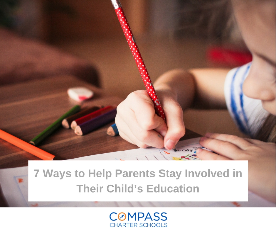 Image for blog for Compass Charter Schools on Ways to Help Parents Stay Involved in their child's education. Compass is a TK-12 grade school with an online and homeschool program